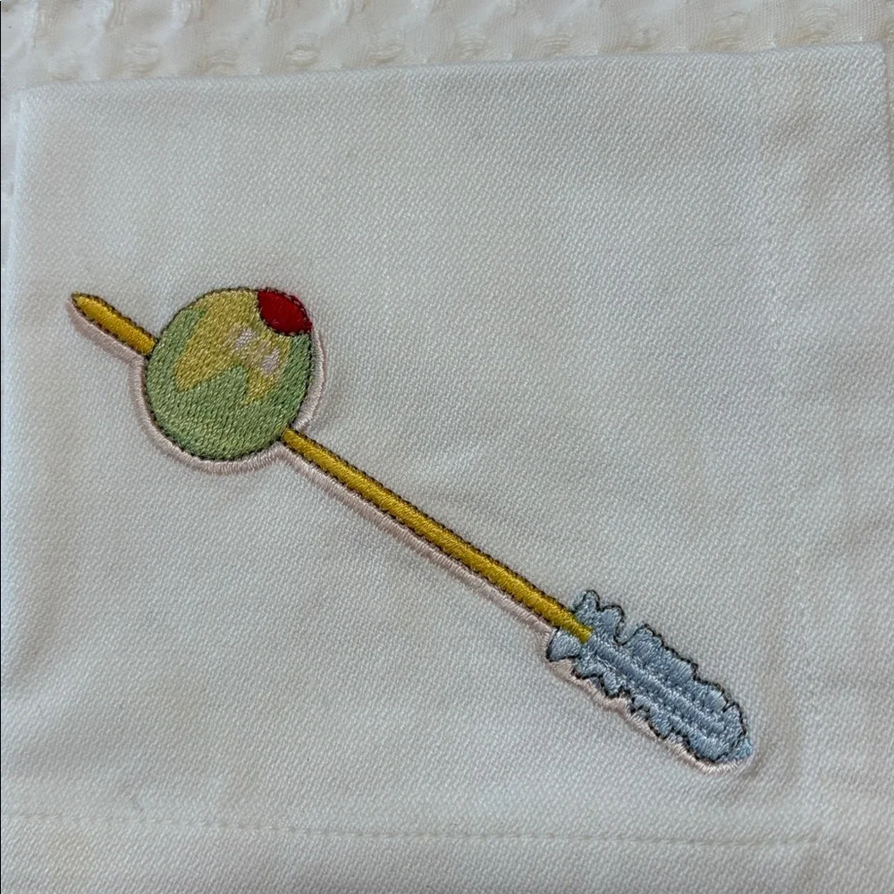 Crate & Barrel Set of 4 Embroidered Bar Tidbits 10” Square Cocktail Napkins